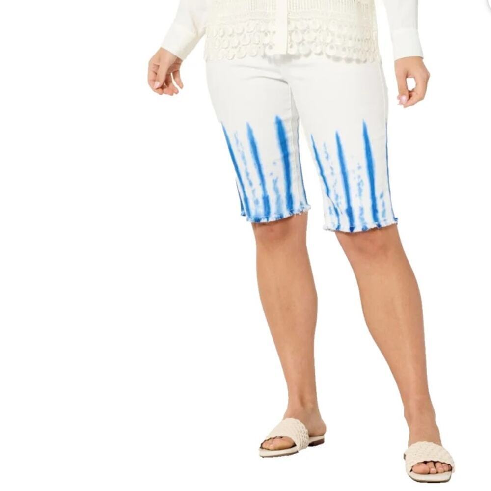 DG2 by Diane Gilman Classic Stretch Dye Bermuda Short white‎ BlueNWT Size 0